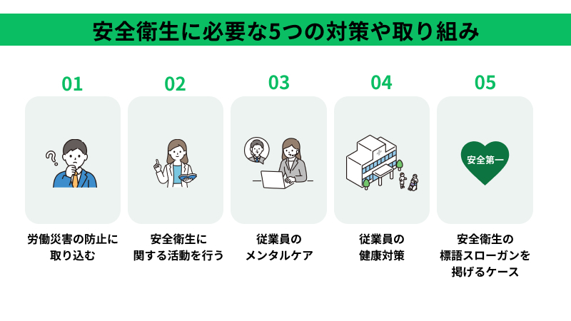 安全衛生に必要な５つの対策や取り組み