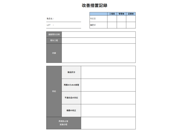 改善措置記録表キャプチャ