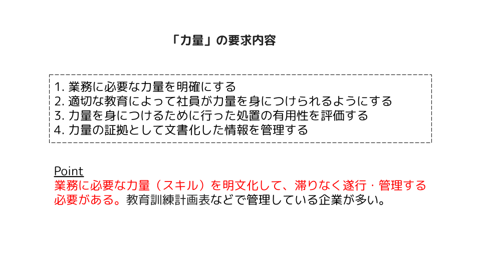 ISO9001「力量」の要求内容