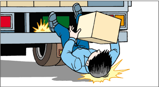 足を滑らせてリアバンパーから転落